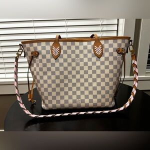 Neverfull NM Damier Azur with Braided Detail MM tote bag